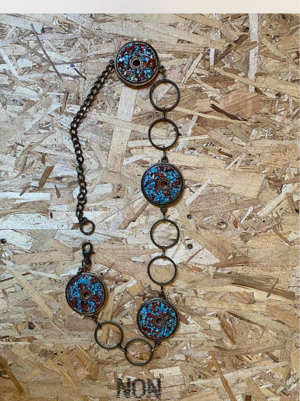 Boho Turquoise and Red Mosaic Circle Belt